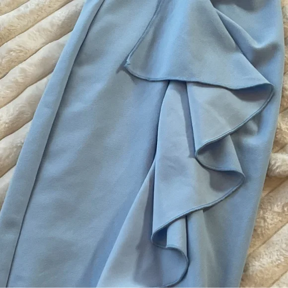 New Money RUFFLED BLUE PENCIL DRESS - Picture 14 of 15
